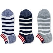191-3444 [3Pソックス スニーカー ボーダーアメリカン Mサイズ(25-27cm)]