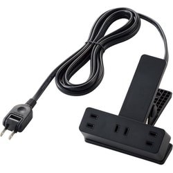 電源タップ 2P 3個口 クリップ2.5m ブラック T-KF03-2325BK