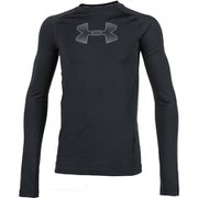 UAヒートギアアーマー ロングスリーブ 1358610 Black/Black/Pitch Gray 001 YMDサイズ [コンプレッションウェア キッズ]