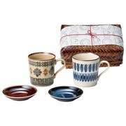 クラシコ カゴ入りペアマグ小皿付 4762