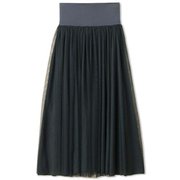 チュールギャザードスカート TULLE GATHERED SKIRT DA421151 ダークグリーン(DG) Mサイズ [フィットネス ヨガ スカート レディース]