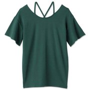 ラックスフィットバックストラップトップ LUXE FIT FLARE SLEEVE TOP DA521301 ダークグリーン(DG) Mサイズ [フィットネス トップス レディース]