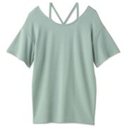 ラックスフィットバックストラップトップ LUXE FIT FLARE SLEEVE TOP DA521301 グレイッシュブルー(GH) Mサイズ [フィットネス トップス レディース]