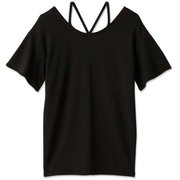 ラックスフィットバックストラップトップ LUXE FIT FLARE SLEEVE TOP DA521301 ブラック(K) Sサイズ [フィットネス トップス レディース]