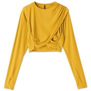 ダンスキンアロンジェギャザークロップトップ DANSKIN ALLONGE GATHER CROP TOP DC521310 マスタード(MU) Mサイズ [フィットネス トップス レディース]