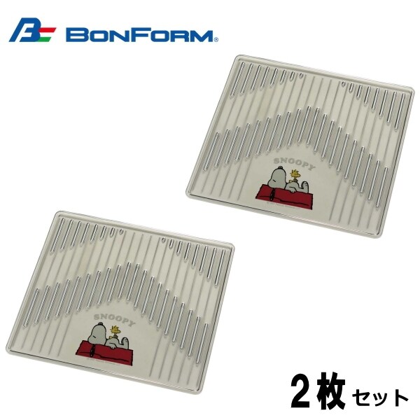 ボンフォーム BONFORM6407-08SM [カーマット スヌーピークリアアロー 軽/普通車リヤ用 スパイク加工（防水素材 丸洗いOK） 43×40cm スモーク 2枚セット]Ω