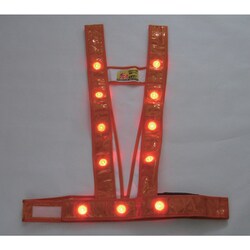 3020011 [ミズケイ LEDタスキ型安全ベスト「光るんです」<オレンジ/赤LED>]