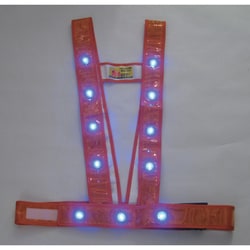 3020014 [ミズケイ LEDタスキ型安全ベスト「光るんです」<オレンジ/青LED>]
