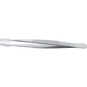 34A-SA-1-IT [idealtek 耐酸耐磁ステンレスピンセット 120mm 先平型タイプ・ハンドルギザ付]