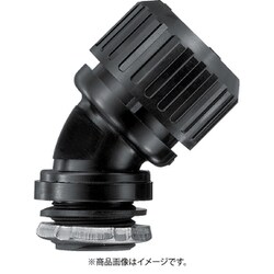 N24BG12 [SANKEI サンフレキROBO 45°コネクタ ノックアウト接続用 管用平行おねじ付き 黒色]