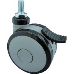 TRUSCO ねじ込み双輪キャスター エラストマ-車輪 自在ストッパー付 Φ75 M12 TDGGS75-M12