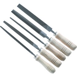 TST25002S [TRUSCO 鉄工用ヤスリ 木柄付 5種類セット 中目 刃長250]