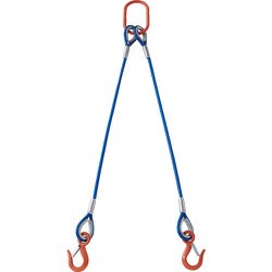 TWSP2P12S1.5 [TRUSCO 2本吊玉掛ワイヤーロープスリング（カラー被覆付）アルミロックタイプ 青透明1.5M]