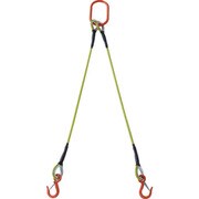 TWSP2P9S2WT [TRUSCO 2本吊玉掛ワイヤーロープスリング（カラー被覆付）アルミロックタイプ 黄透明2M 収縮カバー付]