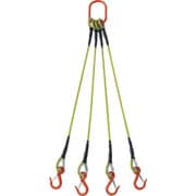 TWSP4P9S1.5WT [TRUSCO 4本吊玉掛ワイヤーロープスリング（カラー被覆付）アルミロックタイプ 黄透明1.5M 収縮カバー付]