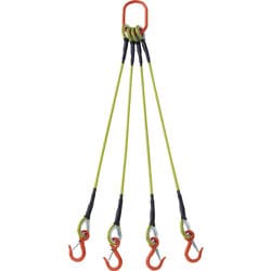 TWSP4P9S2WT [TRUSCO 4本吊玉掛ワイヤーロープスリング（カラー被覆付）アルミロックタイプ 黄透明2M 収縮カバー付]