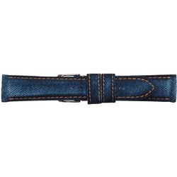 EDC-IO 18mm-16mm 岡山デニム+クラッシュ加工 インディゴブルー/オレンジステッチ [時計バンド]