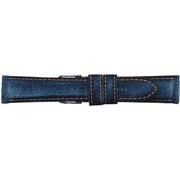 EDC-IO 22mm-20mm 岡山デニム+クラッシュ加工 インディゴブルー/オレンジステッチ [時計バンド]