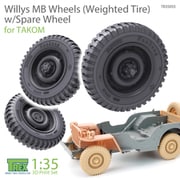 TR35055 1/35 ウィリスMB用 自重変形タイヤセット/スペアタイヤ付 タコム用 [プラモデル用パーツ]
