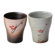 MR-3-1559 [信楽焼 へちもん 陶コップ ペア 朱花]
