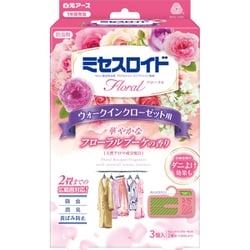 ミセスロイドフローラル ウォークインクローゼット用 3個入 1年防虫 フローラルブーケの香り [衣類用防虫剤 消臭 黄ばみ防止]
