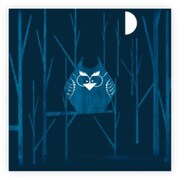 ポストカード 夜フクロウ ダークブルー 14×14cm S517P