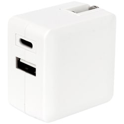 USB急速充電器 USB PD3.0（パワーデリバリー 3.0）対応 20W USB-C×1/USB-A×1 自動識別IC搭載 可動式プラグ採用 コンパクトタイプ ホワイト MCAC2003WH