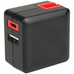 USB急速充電器 USB PD3.0（パワーデリバリー 3.0）対応 20W USB-C×1/USB-A×1 自動識別IC搭載 可動式プラグ採用 コンパクトタイプ ブラック/レッド MCAC2101BR