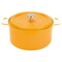 無水調理ができるセラミック加工IH対応両手鍋20cm イエロー HB-5725
