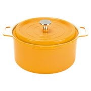 無水調理ができるセラミック加工IH対応両手鍋20cm イエロー HB-5725