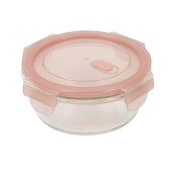 ディッシュプラス 耐熱ガラスバルブ付保存容器丸型370ml HB-5955