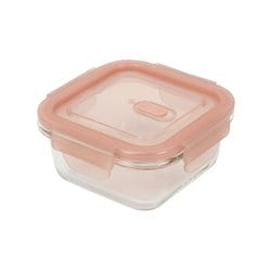 ディッシュプラス 耐熱ガラスバルブ付保存容器正方形290ml HB-5957