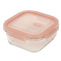 ディッシュプラス 耐熱ガラスバルブ付保存容器正方形480ml HB-5958