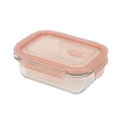 ディッシュプラス 耐熱ガラスバルブ付保存容器長方形350ml HB-5959