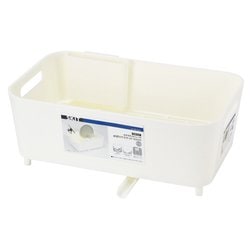 スキット 水が流れるトレー付水切りバスケットスリム ホワイト HB-5964