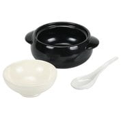 蓋が取り皿になる一人用土鍋レンゲ付 しろ L-1979