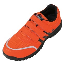 プロテクティブースニーカー 鋼鉄製先芯 JSAA A種認定品 アッパー：合成繊維・合成皮革 ソール：ラバー 反射素材 マジックテープタイプ A-45000 オレンジ 22.5cm