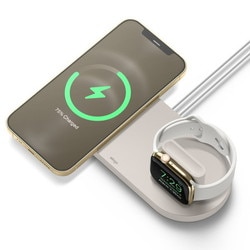 EL_MWCSTSCMW_ST [iPhone12/Apple Watch、MagSafe充電器対応 CHARGING HUB DUO WATCH ストーン]