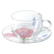 Prime Gaden プライムガーデン 耐熱ガラス カップ&ソーサー アネモネ 49P073