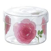 49P088 [English Rose イングリッシュローズ 耐熱ガラス 蓋付カップ （L） ピンク]