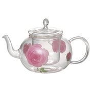 49P085 [English Rose イングリッシュローズ 耐熱ガラス ティーポット ピンク]