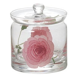 English Rose イングリッシュローズ ガラス 蓋付ポット （S） ピンク 46P094