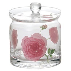 English Rose イングリッシュローズ ガラス 蓋付ポット （M） ピンク 46P095