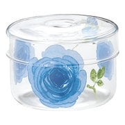 English Rose イングリッシュローズ 耐熱ガラス 蓋付カップ (L) ブルー 49P120