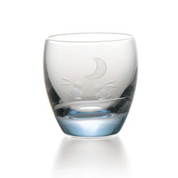 ガラス 冷酒グラス 猪口 約95ml 切子 月うさぎ ブルー 11H059-BL