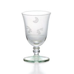 ガラス 台付冷酒グラス 約70ml 切子 月うさぎ グリーン 13H055-GR