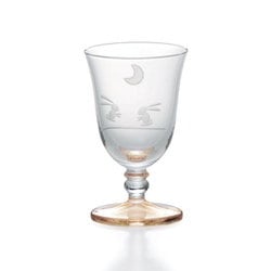 ガラス 台付冷酒グラス 約70ml 切子 月うさぎ アンバー 13H055-AMB