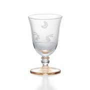 13H055-AMB [ガラス 台付冷酒グラス 約70ml 切子 月うさぎ アンバー]