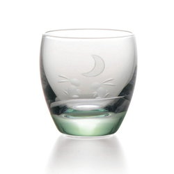 ガラス 冷酒グラス 猪口 約95ml 切子 月うさぎ グリーン 11H059-GR