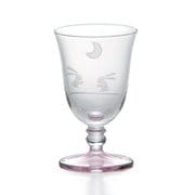 13H055-PK [ガラス 台付冷酒グラス 約70ml 切子 月うさぎ ピンク]